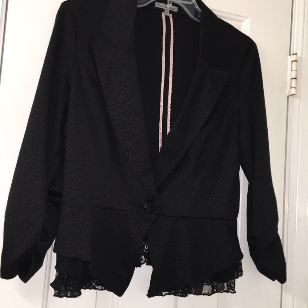 Black Leopard and lace print blazer
